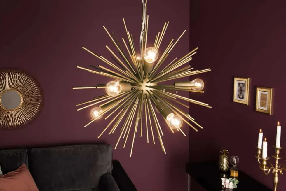 Elegante Hängeleuchte SUNLIGHT 50cm matt gold Hängelampe