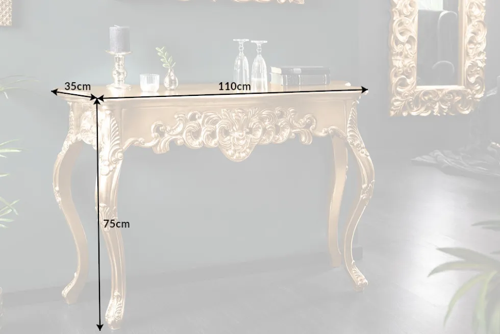 Elegante Konsole VENICE 110cm gold Barock Design Anrichte handgearbeitet