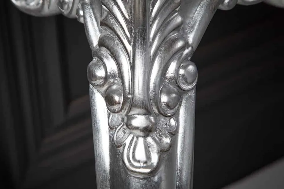 Elegante Konsole VENICE 110cm silber Barock Design Anrichte handgearbeitet