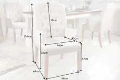 Eleganter Armlehnen Stuhl CASTLE beige mit Chesterfield Steppung im Landhausstil