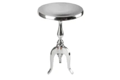 Eleganter Beistelltisch SAVOY 55cm silber poliert Dreibein mit runder Platte