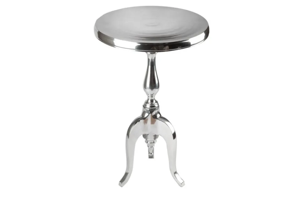 Eleganter Beistelltisch SAVOY 55cm silber poliert Dreibein mit runder Platte