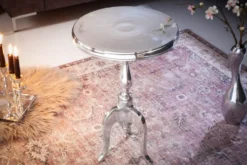 Eleganter Beistelltisch SAVOY 55cm silber poliert Dreibein mit runder Platte