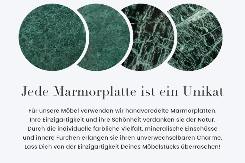 Eleganter Couchtisch DIAMOND 70cm grün messing mit Marmorplatte