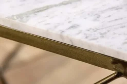 Eleganter Couchtisch DIAMOND 70cm weiß messing mit Marmorplatte