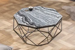Eleganter Couchtisch DIAMOND 70cm grau schwarz mit Marmorplatte