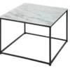 Eleganter Couchtisch ELEMENTS 50cm weiß mit polierter Marmor-Platte