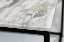 Eleganter Couchtisch ELEMENTS 50cm weiß mit polierter Marmor-Platte