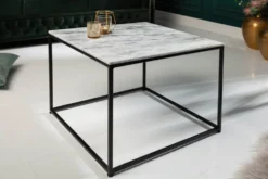 Eleganter Couchtisch ELEMENTS 50cm weiß mit polierter Marmor-Platte