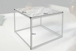 Eleganter Couchtisch ELEMENTS 50cm grau mit polierter Marmor-Platte