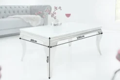 Eleganter Couchtisch MODERN BAROCK 100cm silber mit weißem Opalglas