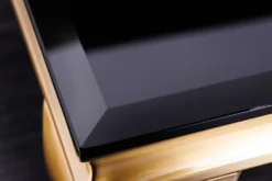 Eleganter Couchtisch MODERN BAROCK 100cm schwarz Opalglas goldene Beine