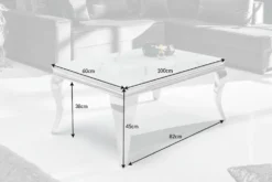 Eleganter Couchtisch MODERN BAROCK 100cm Glasplatte in Marmoroptik Edelstahlbeine