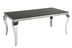 Eleganter Design Esstisch MODERN BAROCK 180cm schwarz Edelstahl Opalglas Tischplatte