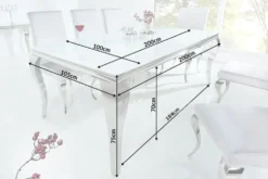Eleganter Design Esstisch MODERN BAROCK 200cm weiß Edelstahl Opalglas Tischplatte