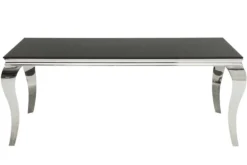 Eleganter Design Esstisch MODERN BAROCK 200cm schwarz Edelstahl Opalglas Tischplatte