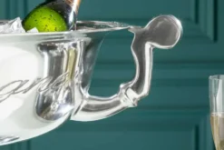 Eleganter Design Sektkühler CHAMPAGNE 40cm silber poliert Flaschenkühler