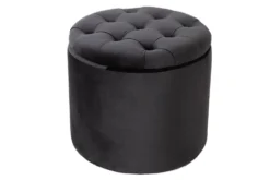 Eleganter Hocker MODERN BAROCK 50cm schwarz Samt Aufbewahrungkorb