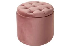 Eleganter Hocker MODERN BAROCK 50cm altrosa Samt Aufbewahrungkorb