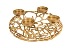 Eleganter Kerzenhalter ABSTRACT 38cm gold Kranz aus Ästen für 4 Kerzen