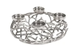 Eleganter Kerzenhalter ABSTRACT 38cm silber Kranz aus Ästen für 4 Kerzen