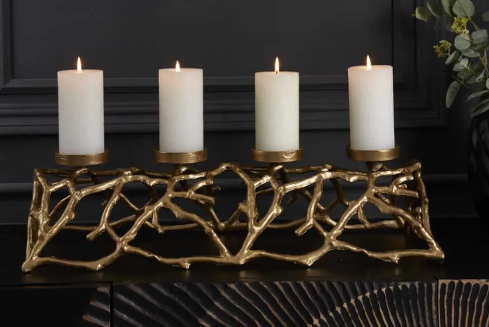 Eleganter Kerzenhalter ABSTRACT 60cm gold für 4 Kerzen