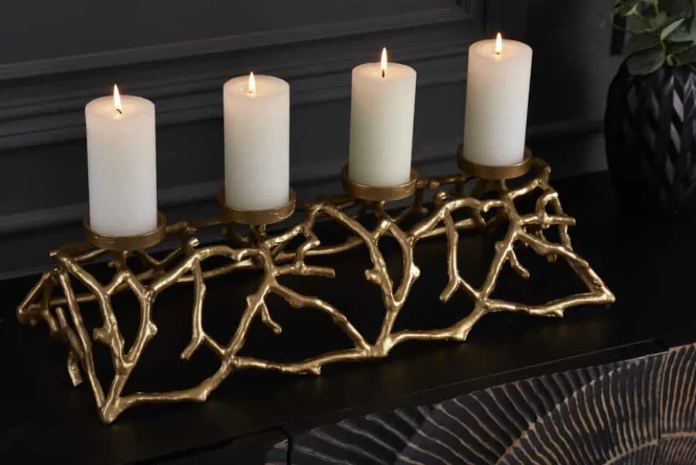 Eleganter Kerzenhalter ABSTRACT 60cm gold für 4 Kerzen