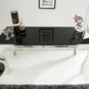 Eleganter Konsolentisch MODERN BAROCK 145cm schwarz Opalglas Edelstahlbeine