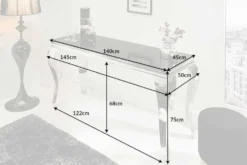 Eleganter Konsolentisch MODERN BAROCK 145cm schwarz Opalglas Edelstahlbeine