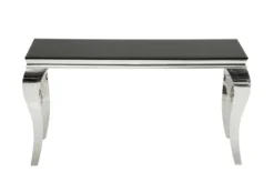 Eleganter Konsolentisch MODERN BAROCK 145cm schwarz Opalglas Edelstahlbeine