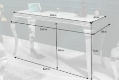 Eleganter Konsolentisch MODERN BAROCK 145cm mit Glasplatte Marmoroptik Edelstahlbeine