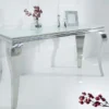 Eleganter Konsolentisch MODERN BAROCK 145cm weiß Opalglas Edelstahlbeine