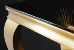 Eleganter Konsolentisch MODERN BAROCK 145cm schwarz gold Opalglas Edelstahlbeine
