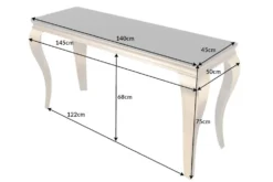Eleganter Konsolentisch MODERN BAROCK 145cm schwarz gold Opalglas Edelstahlbeine