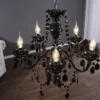Eleganter Kronleuchter BLACK CRYSTAL 55cm schwarz Acryl 5-armig Lüster