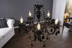 Eleganter Kronleuchter BLACK CRYSTAL 55cm schwarz Acryl 5-armig Lüster