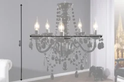 Eleganter Kronleuchter BLACK CRYSTAL 55cm schwarz Acryl 5-armig Lüster