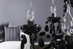 Eleganter Kronleuchter BLACK CRYSTAL 55cm schwarz Acryl 5-armig Lüster