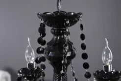Eleganter Kronleuchter BLACK CRYSTAL 55cm schwarz Acryl 5-armig Lüster