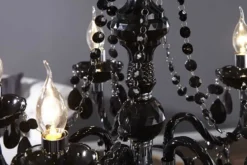 Eleganter Kronleuchter BLACK CRYSTAL 55cm schwarz Acryl 5-armig Lüster