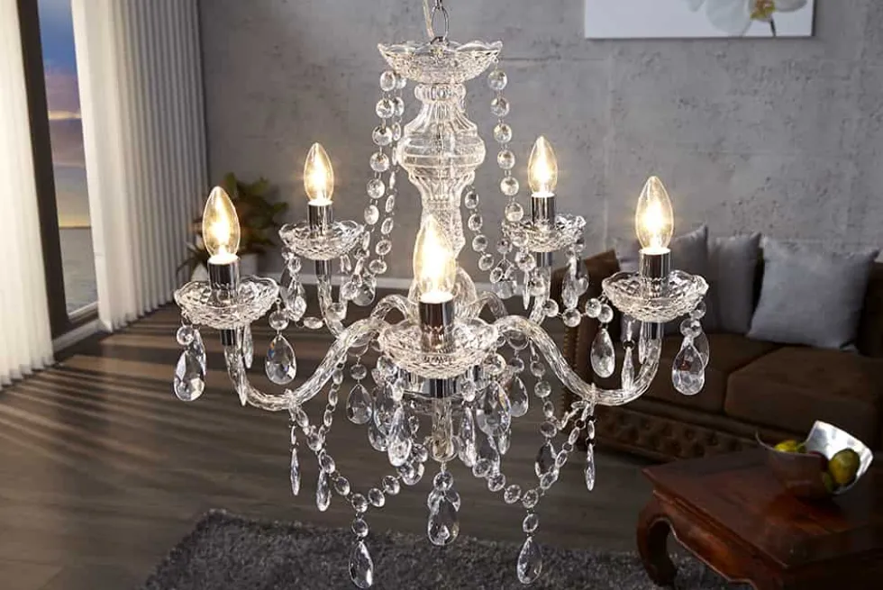 Eleganter Kronleuchter CRYSTAL 55cm klar Acryl 5-armig Lüster