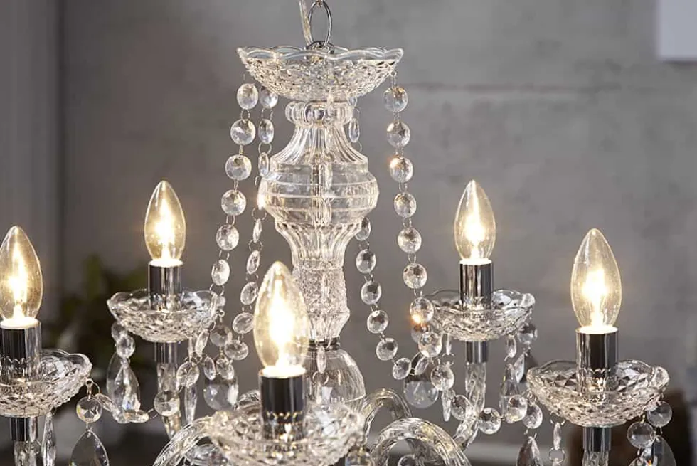 Eleganter Kronleuchter CRYSTAL 55cm klar Acryl 5-armig Lüster