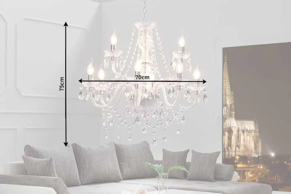 Eleganter Kronleuchter CRYSTAL 75cm klar Acryl 9-armig Lüster