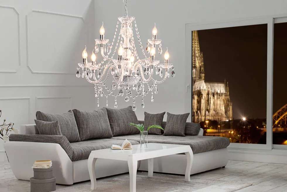 Eleganter Kronleuchter CRYSTAL 75cm klar Acryl 9-armig Lüster