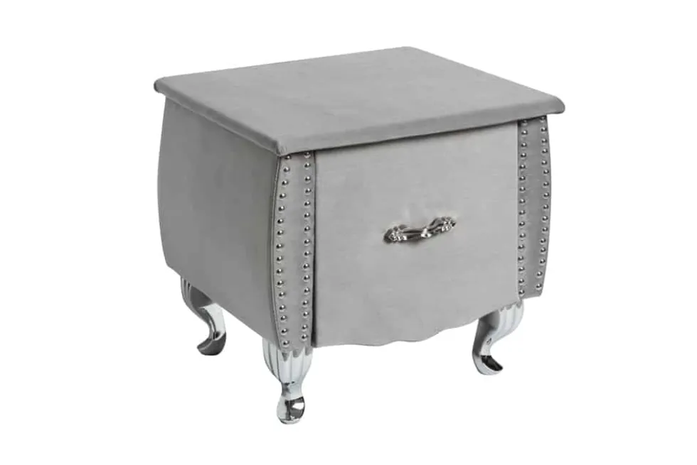 Eleganter Nachttisch EXTRAVAGANCIA 50cm silbergrau Samt Nachtkommode mit Schublade
