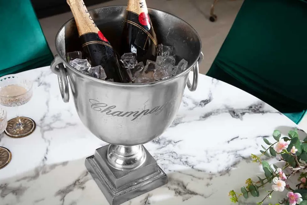 Eleganter Sektkühler CHAMPAGNE 40cm silber Flaschenkühler