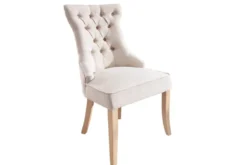 Eleganter Stuhl CASTLE beige Leinenstoff Landhausstil mit Komfortgriff