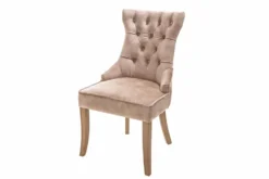 Eleganter Stuhl CASTLE coffee Samt Landhausstil mit Komfortgriff