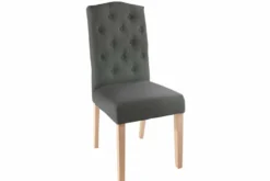 Eleganter Stuhl CASTLE grau mit Chesterfield Steppung im Landhausstil