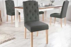 Eleganter Stuhl CASTLE grau mit Chesterfield Steppung im Landhausstil